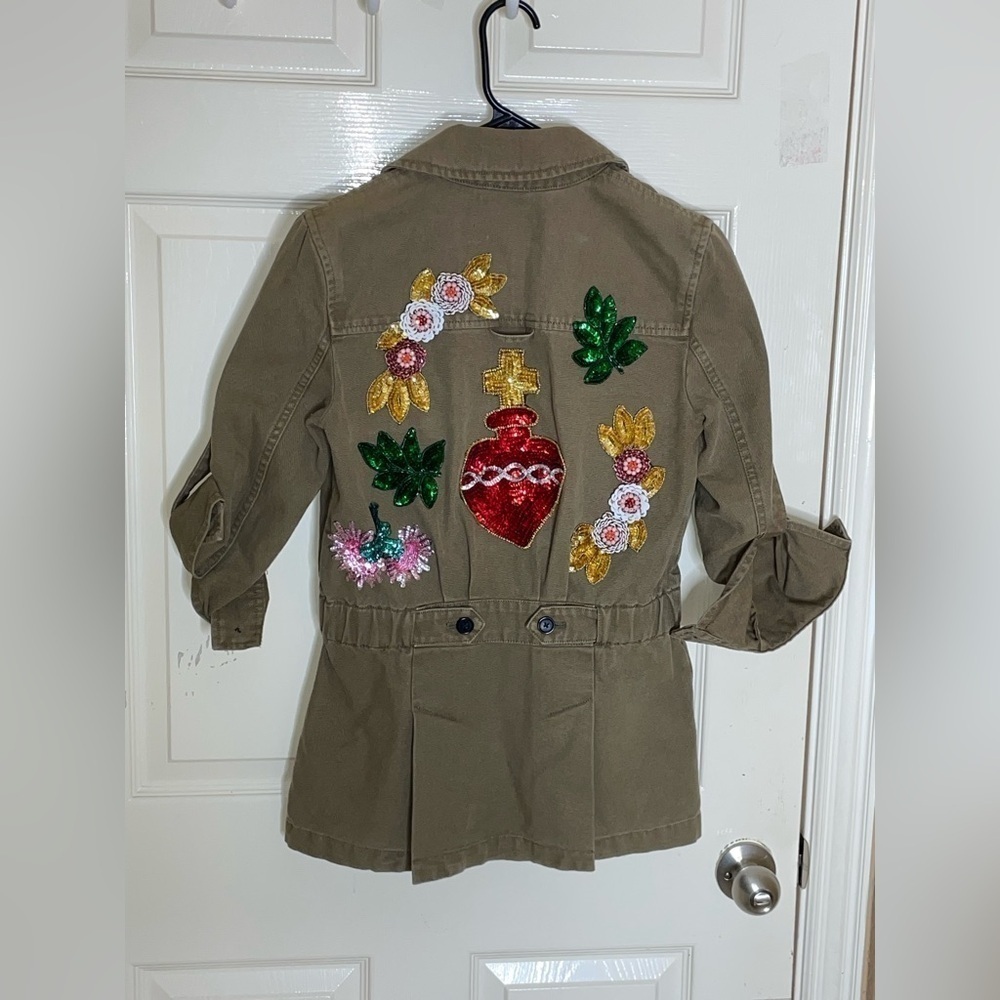 Veronica Beard Olive Green Embroidered Military Jacket - Picture 16 of 16